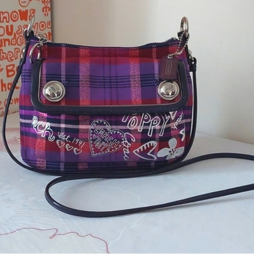 Coach Purple Poppy Crossbody Bag with Structured Design